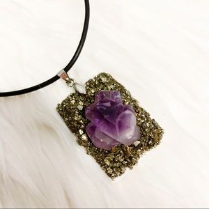 Handmade African Raw Amethyst Gem necklace